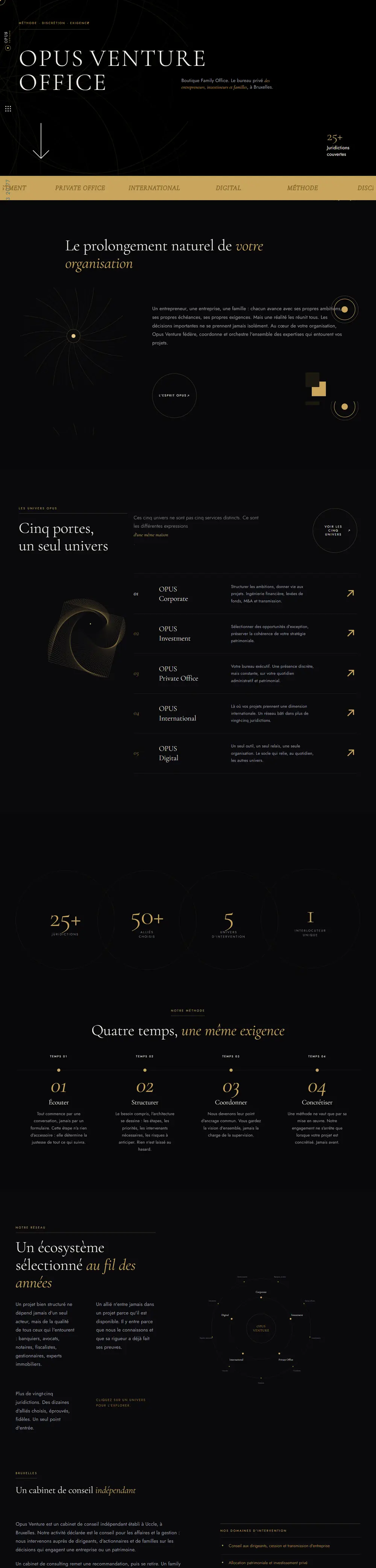 La page d'accueil d'Opus Venture en entier, sur ordinateur